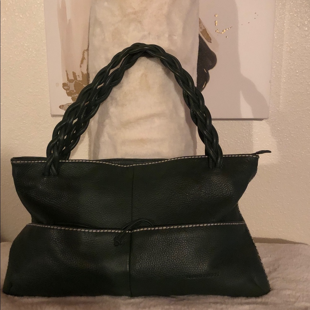 Plinio visona green leather tote